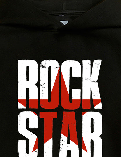 Nusyl Boy's Black Rock star text Printed Hoodie