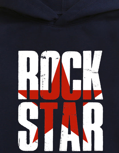 Nusyl Boy's Navy Blue Rock star text Printed Hoodie