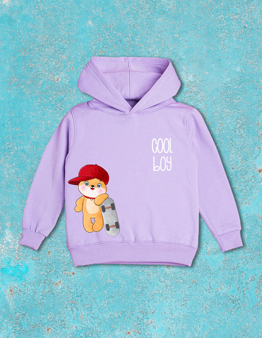 Nusyl Boy's Lilac Cool boy Printed Hoodie