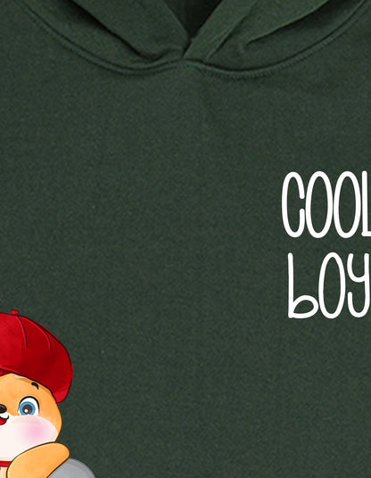 Nusyl Boy's Olive Cool boy Printed Hoodie