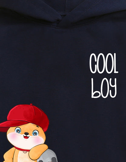 Nusyl Boy's Navy Blue Cool boy Printed Hoodie