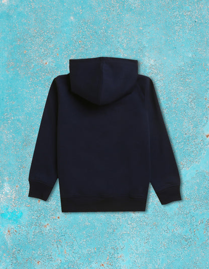 Nusyl Boy's Navy Blue Gamer graphic & text Printed Hoodie