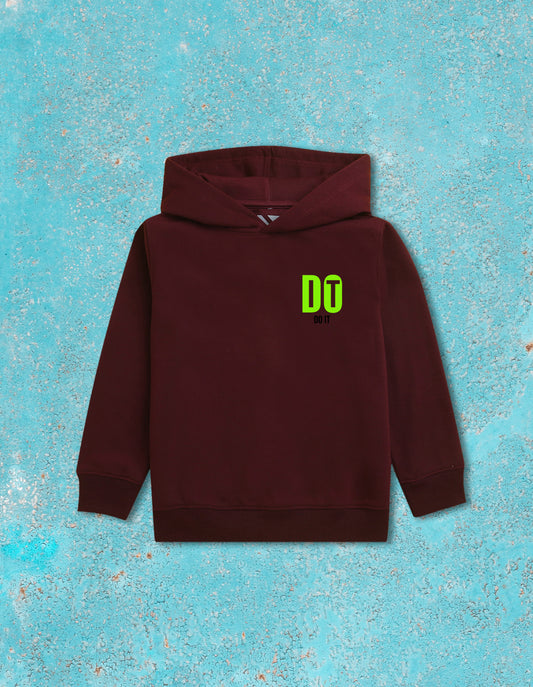 Nusyl Boy's Burgundy Do it text Printed Hoodie