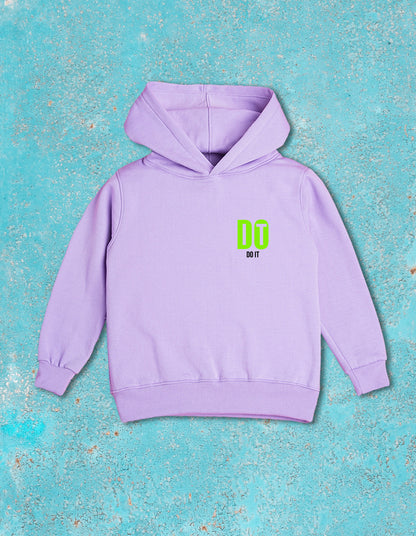 Nusyl Boy's Lilac Do it text Printed Hoodie