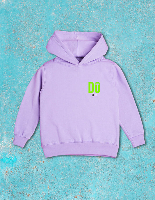 Nusyl Boy's Lilac Do it text Printed Hoodie