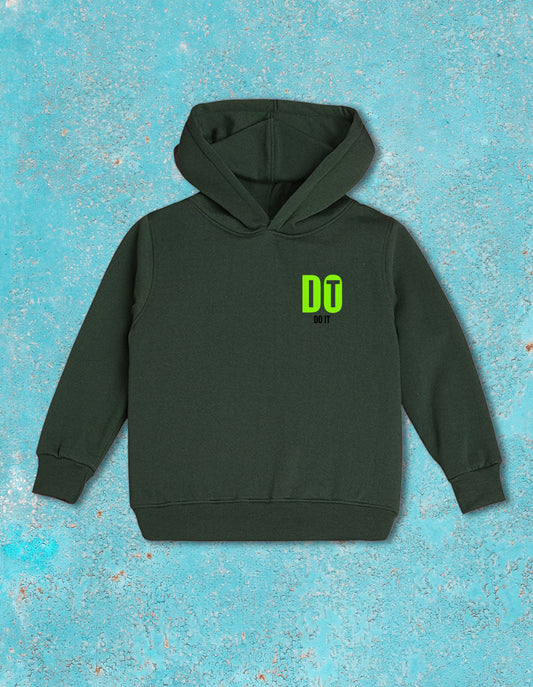 Nusyl Boy's Olive Do it text Printed Hoodie