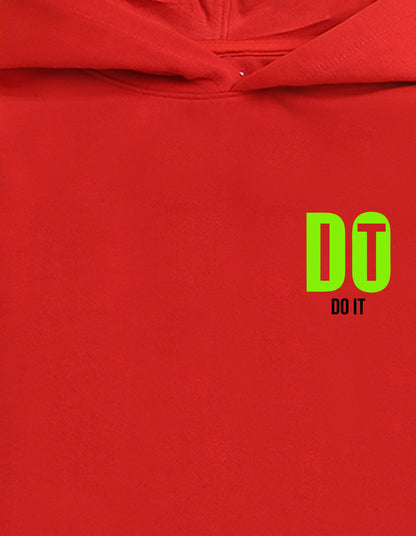 Nusyl Boy's Red Do it text Printed Hoodie