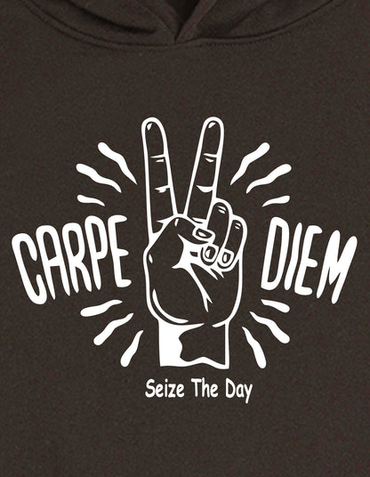 Nusyl Boy's Brown Carpe diem text  Printed Hoodie