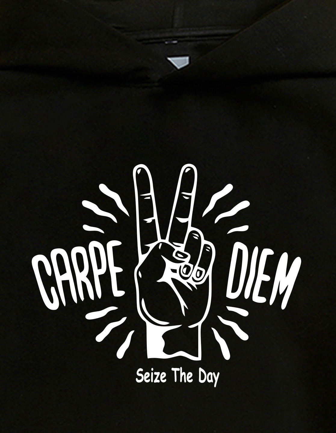 Nusyl Boy's Black Carpe diem text  Printed Hoodie