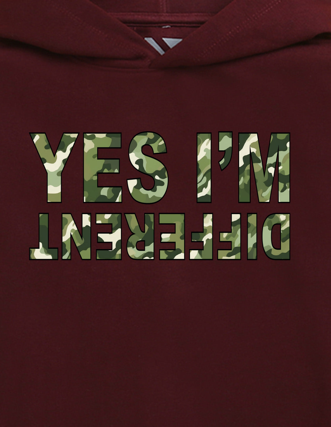Nusyl Boy's Burgundy Yes I'm different text Printed Hoodie
