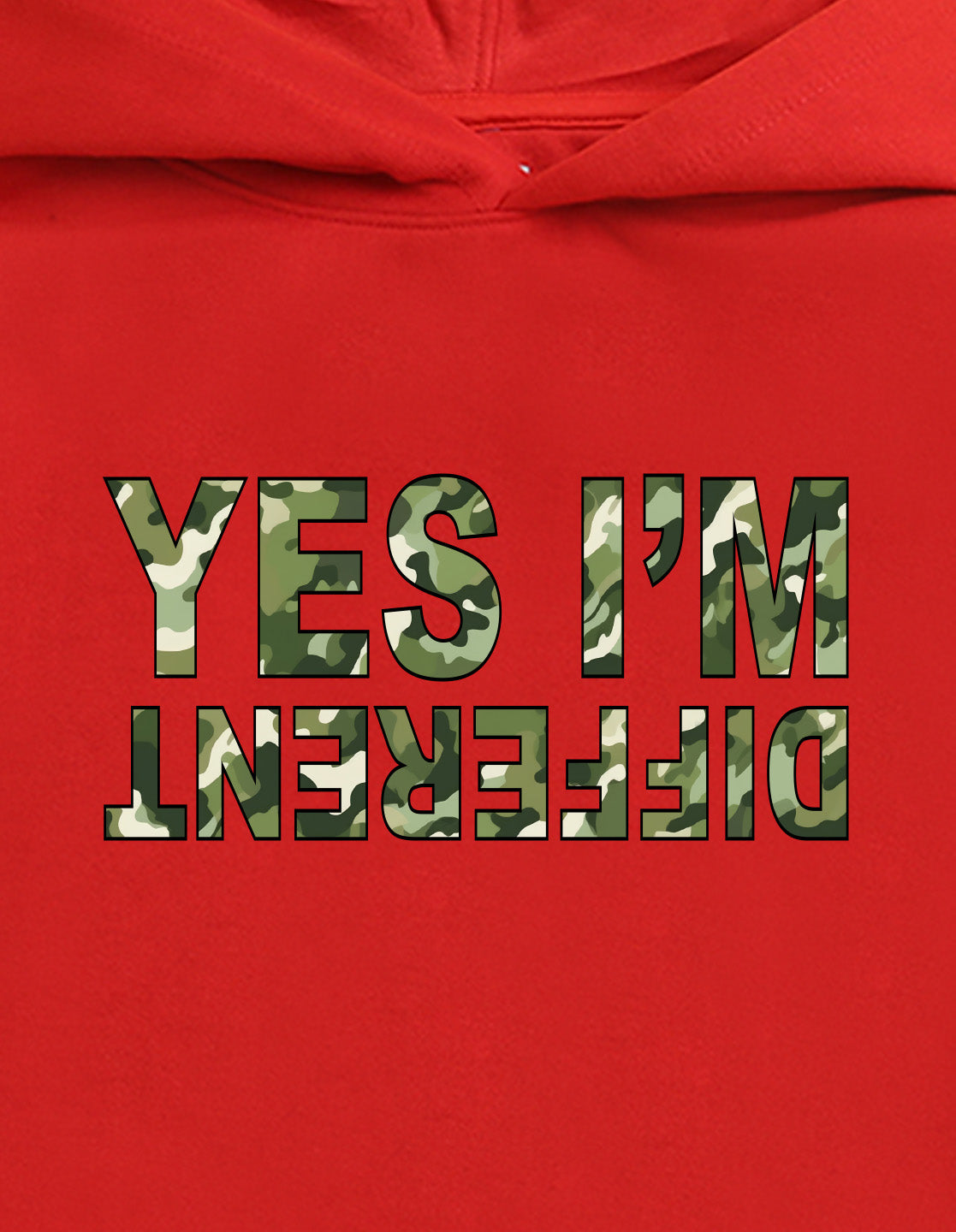 Nusyl Boy's Red Yes I'm different text Printed Hoodie