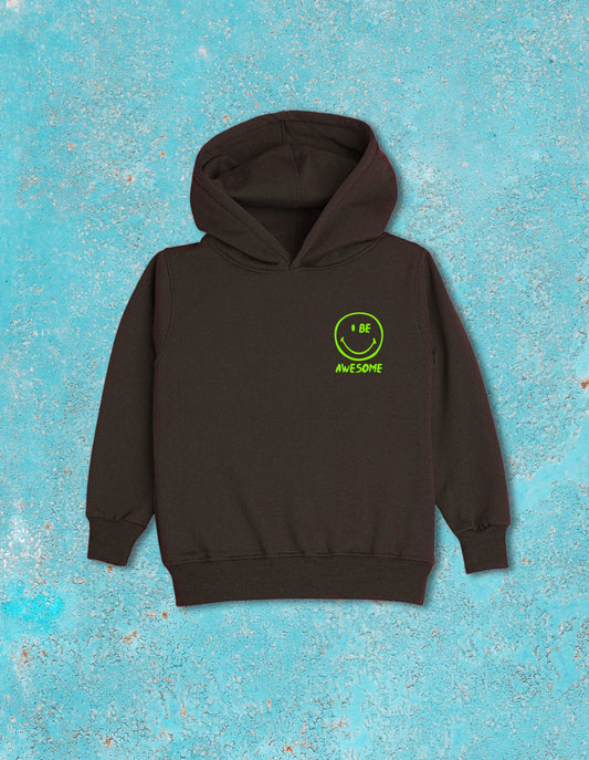 Nusyl Boy's Brown smiley emoji & text Printed Hoodie
