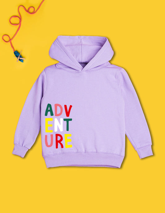 Nusyl Boy's Lilac Adventure text Printed Hoodie