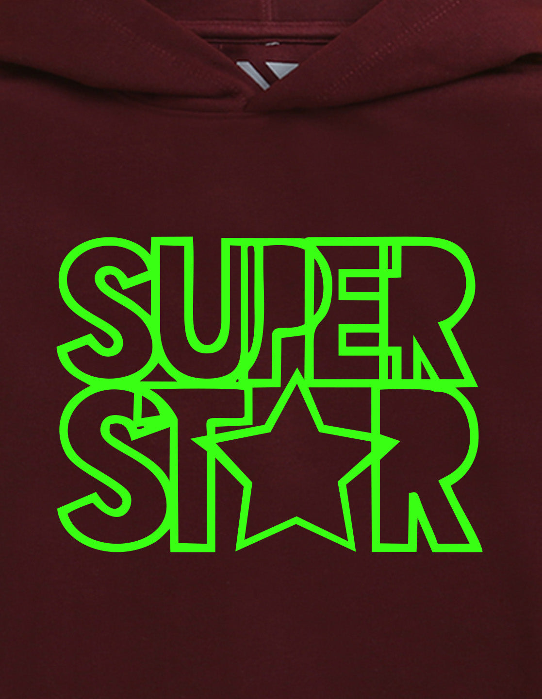 Nusyl Boy's Burgundy Super star text Printed Hoodie