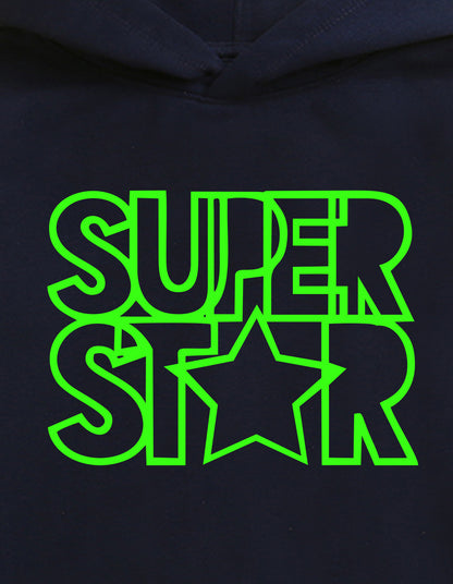 Nusyl Boy's Navy Blue Super star text Printed Hoodie