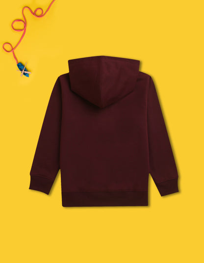Nusyl Boy's Burgundy Dinosaur  Printed Hoodie