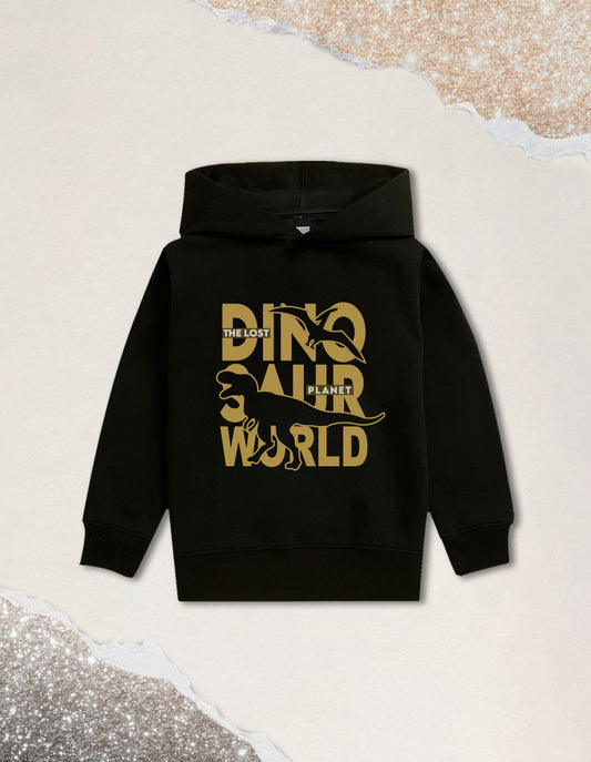 Nusyl Boy's Black Dinosaur  Printed Hoodie