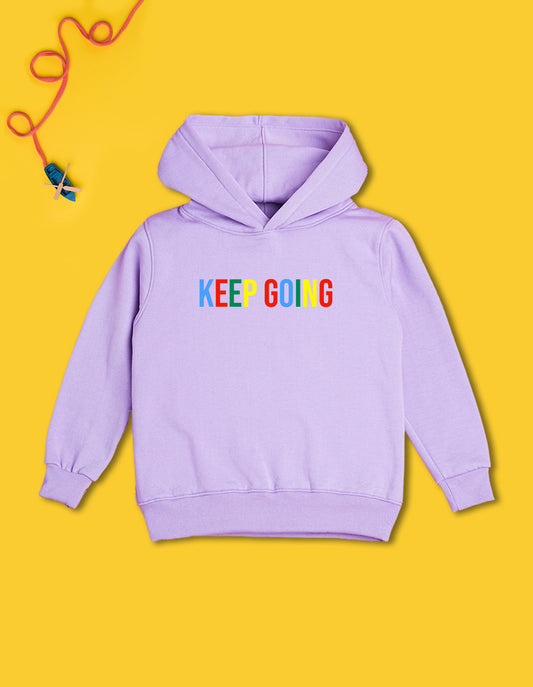 Nusyl Boy's Lilac Keep going text Printed Hoodie
