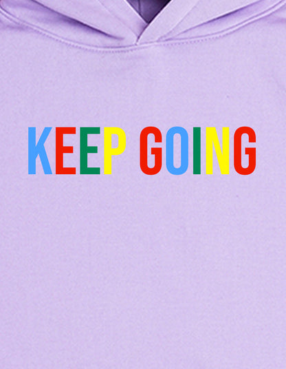 Nusyl Boy's Lilac Keep going text Printed Hoodie