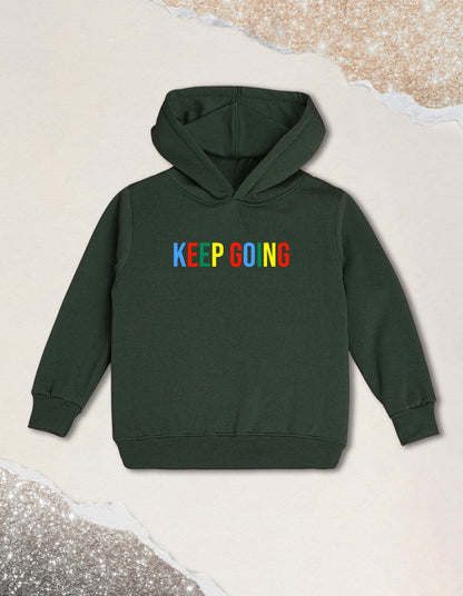 Nusyl Boy's Olive Keep going text Printed Hoodie