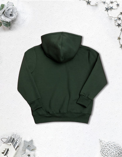 Nusyl Boy's Olive Stay strong text Printed Hoodie