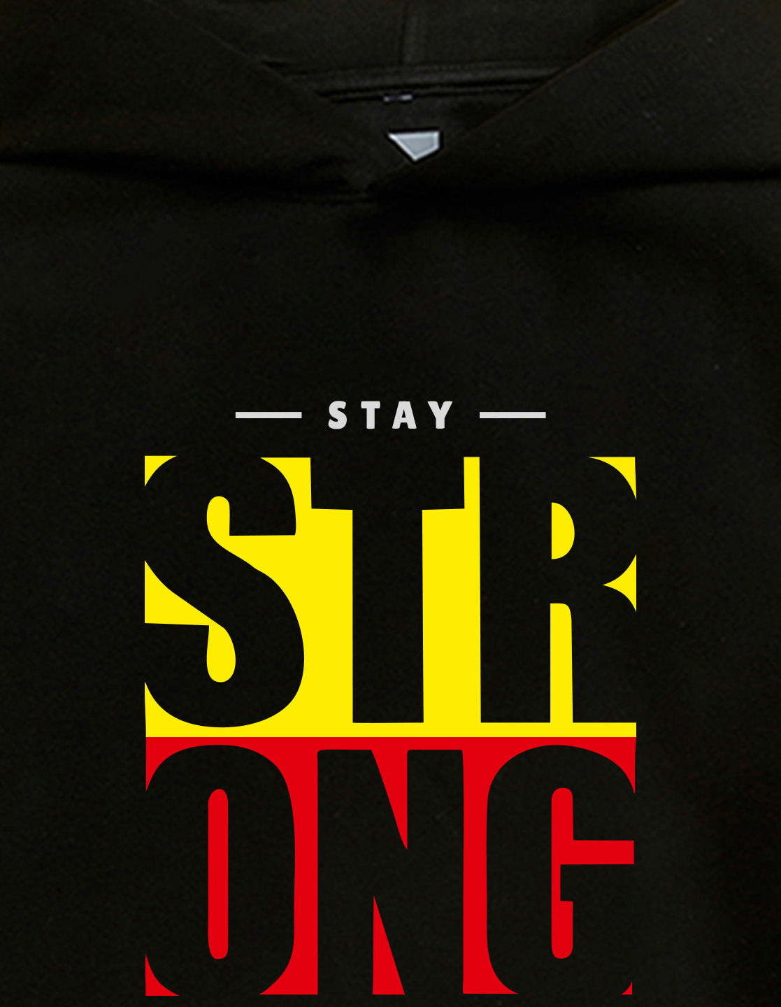 Nusyl Boy's Black Stay strong text Printed Hoodie