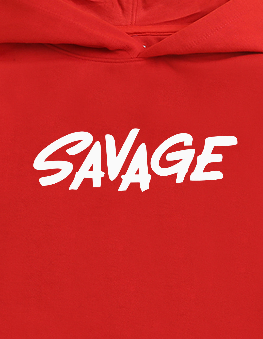 Nusyl Boy's Red Savage text Printed Hoodie
