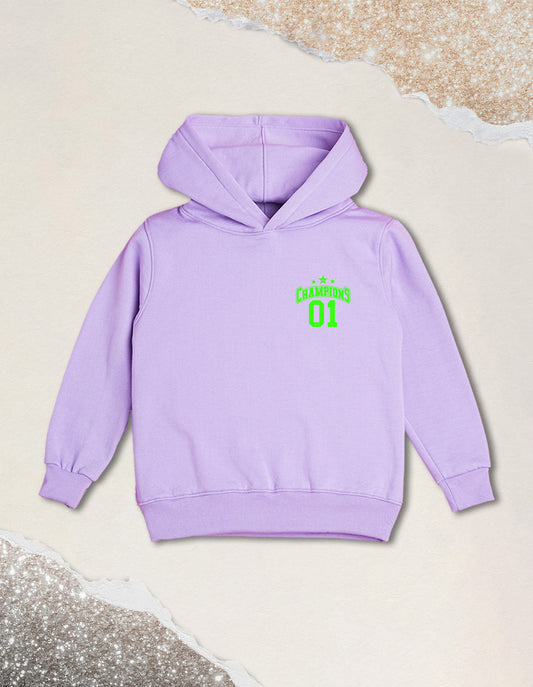 Nusyl Boy's Lilac Champions 01 Text Printed Hoodie
