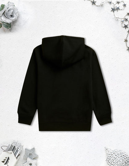 Nusyl Boy's Black Champions 01 Text Printed Hoodie