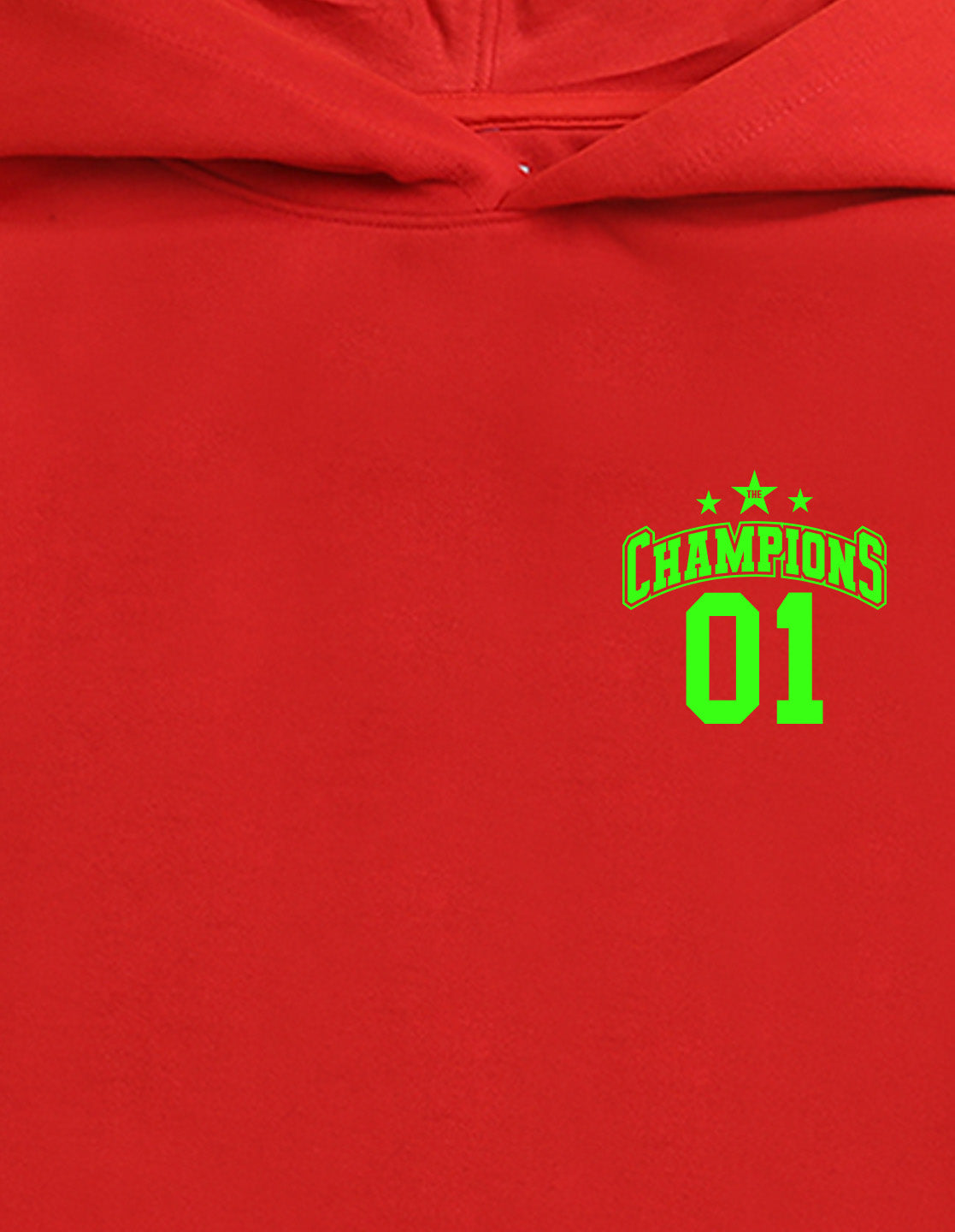 Nusyl Boy's Red Champions 01 Text Printed Hoodie