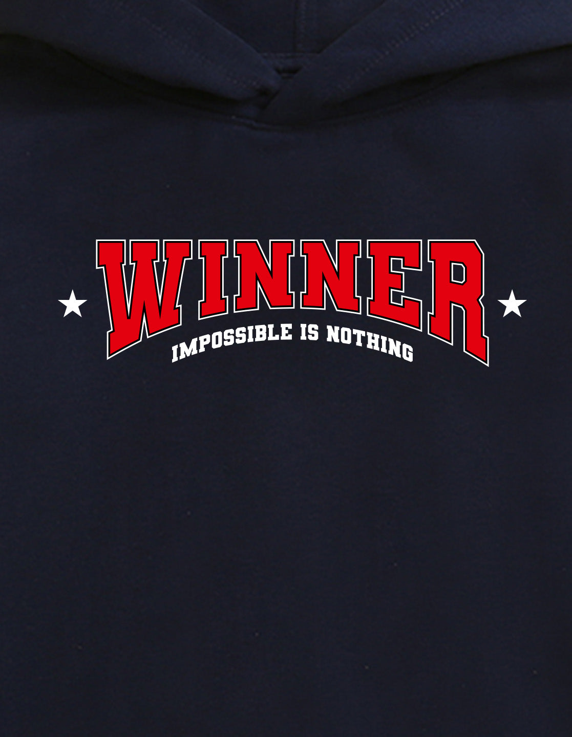 Nusyl Boy's Navy Blue Winner text  Printed Hoodie