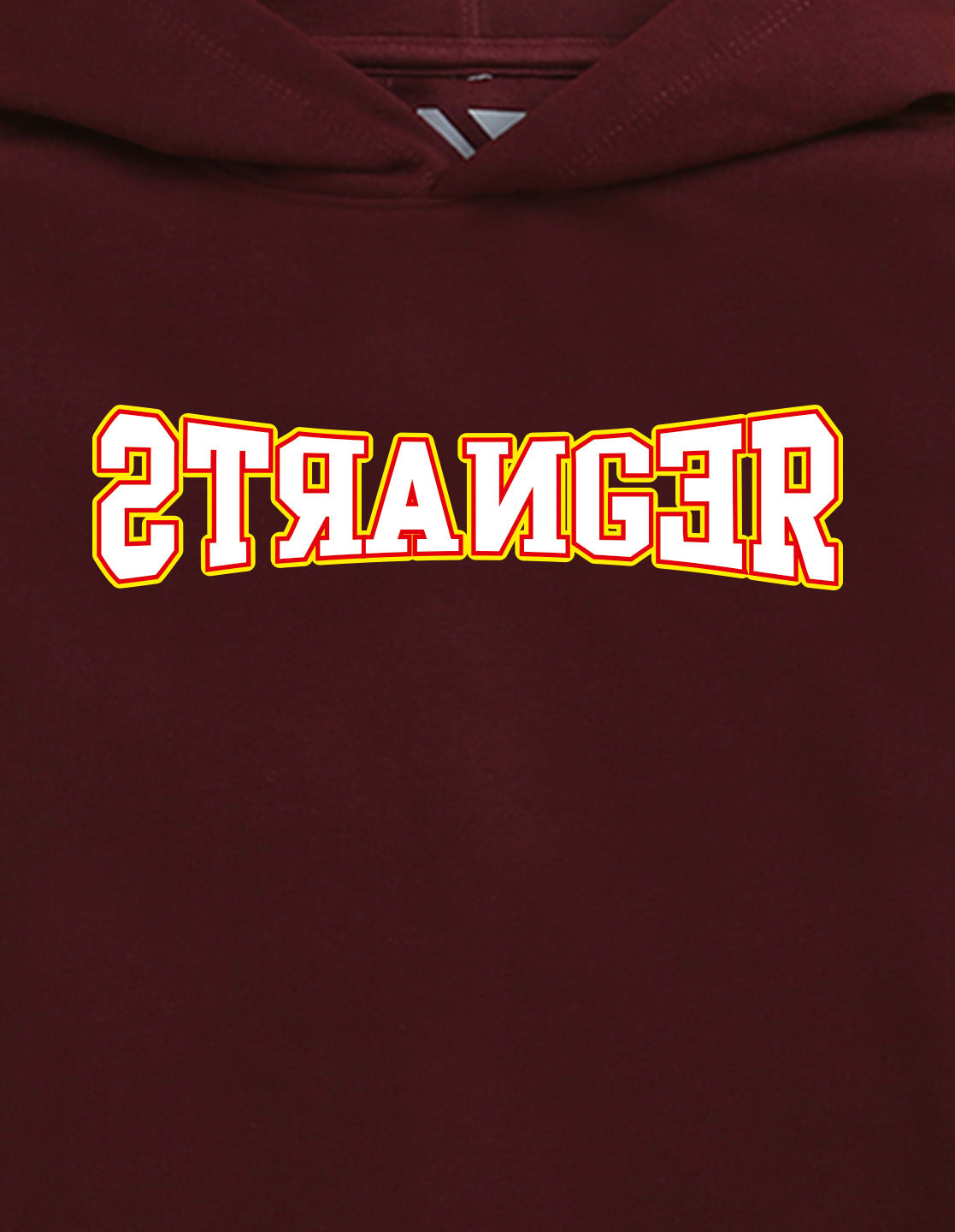 Nusyl Boy's Burgundy Stranger text Printed Hoodie