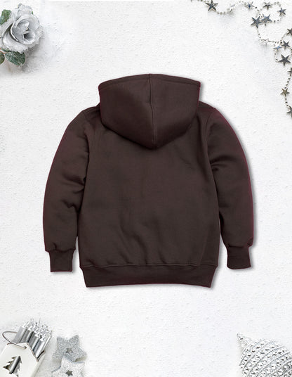 Nusyl Boy's Brown Stranger text Printed Hoodie