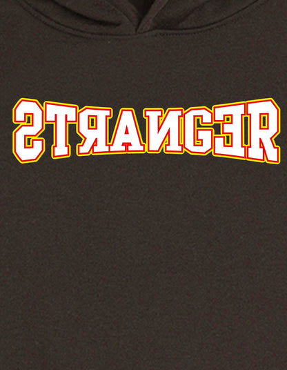 Nusyl Boy's Brown Stranger text Printed Hoodie