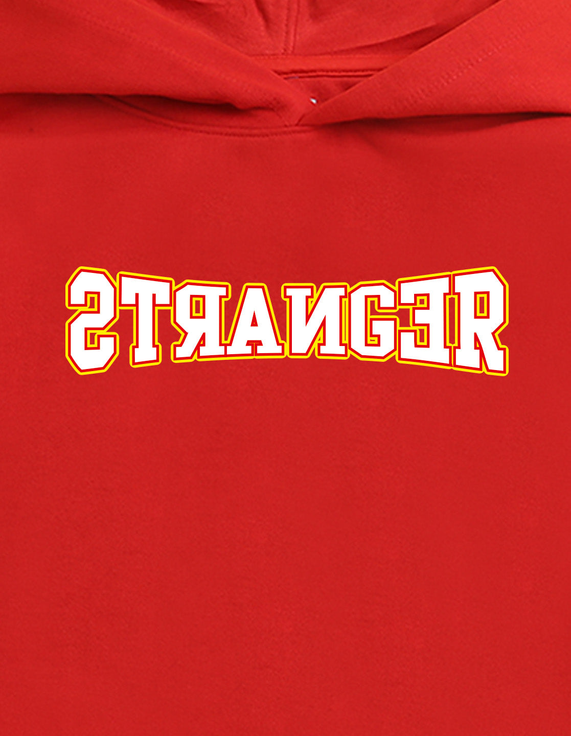 Nusyl Boy's Red Stranger text Printed Hoodie