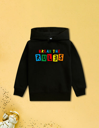 Nusyl Boy's Black Break the rules text Printed Hoodie