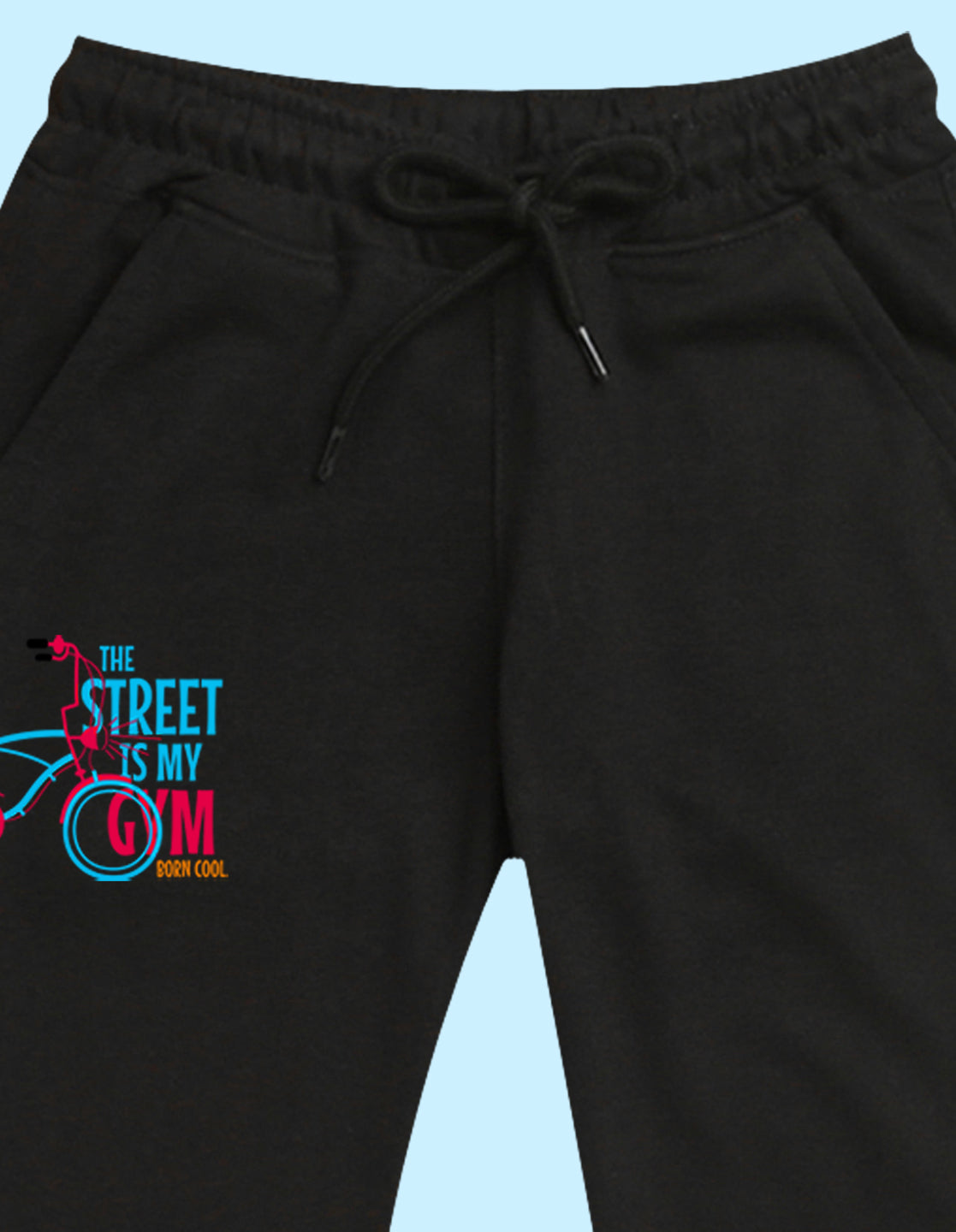 Black cartoon printed kids unisex treck pants