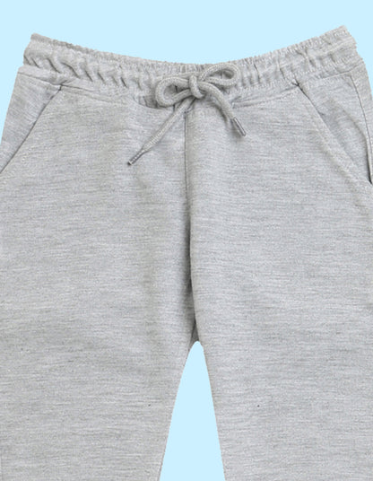 Grey text printed kids unisex treck pants