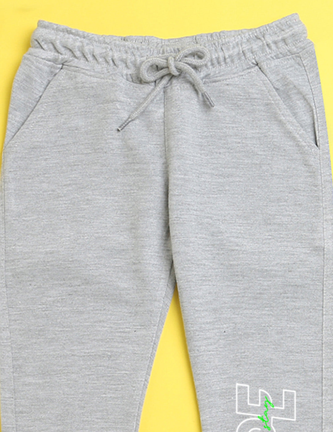 Grey text printed kids unisex treck pants