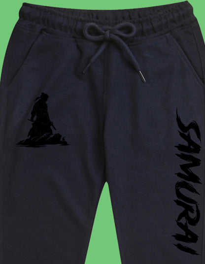 Nusyl Boys Navy Blue Text Printed Ankle Length Track Pant