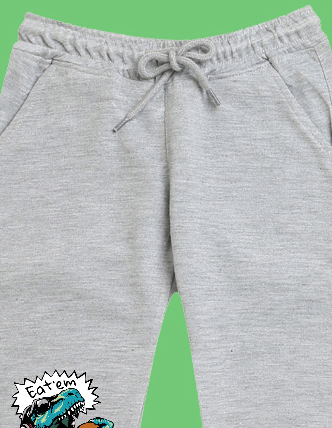 Nusyl Boys Grey Dinosaur & Text Printed Ankle Length Track Pant