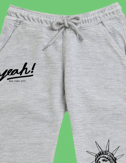 Nusyl Boys Grey Statue of Liberty Printed Ankle Length Track Pant