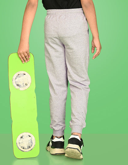 Nusyl Boys Grey Skateboard & Text Printed Ankle Length Track Pant