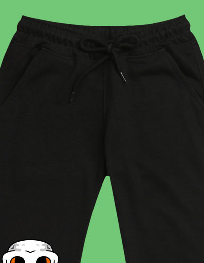 Nusyl Boys Black Crocodile Face Printed Ankle Length Track Pant