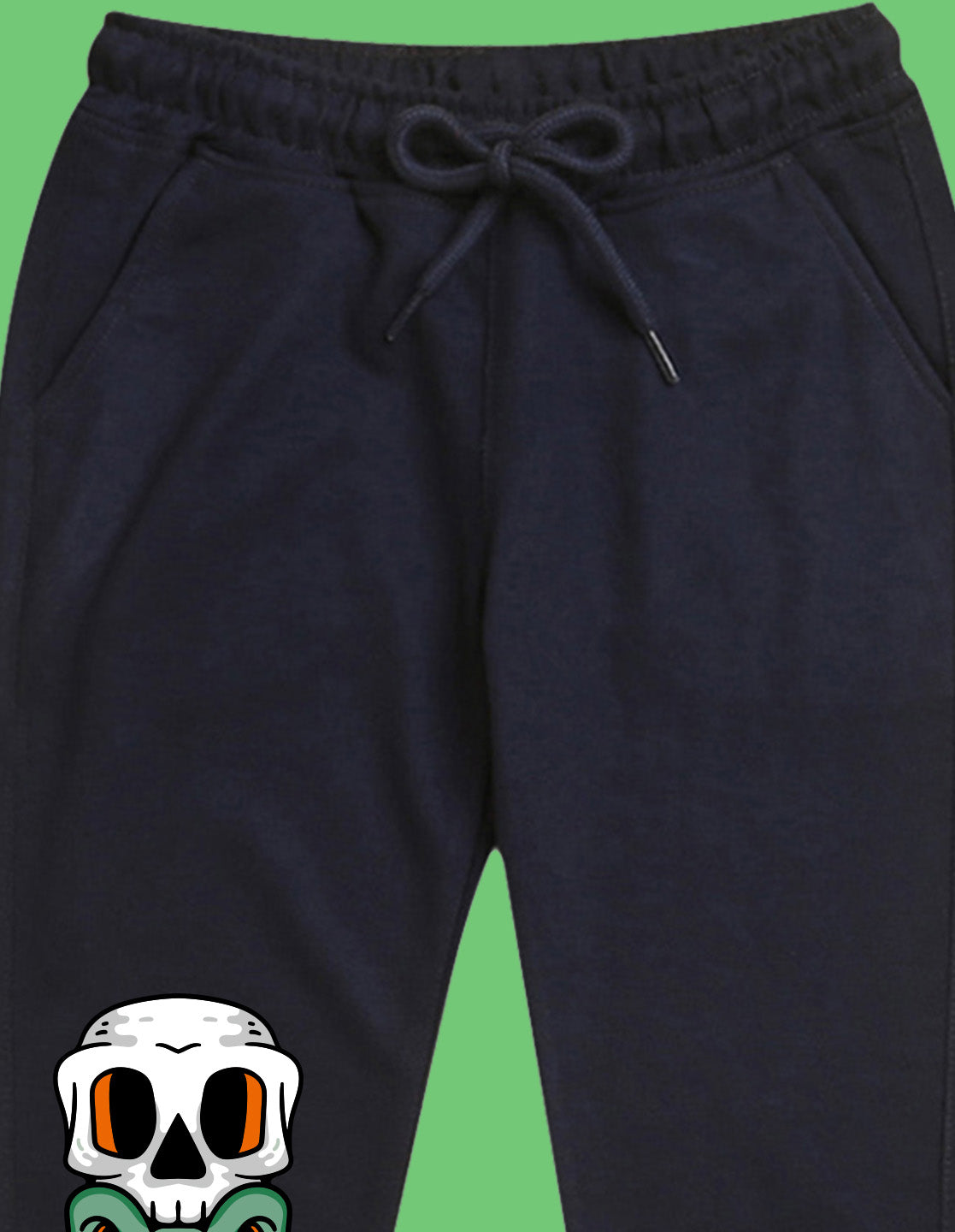 Nusyl Boys Navy Blue Crocodile Face Printed Ankle Length Track Pant