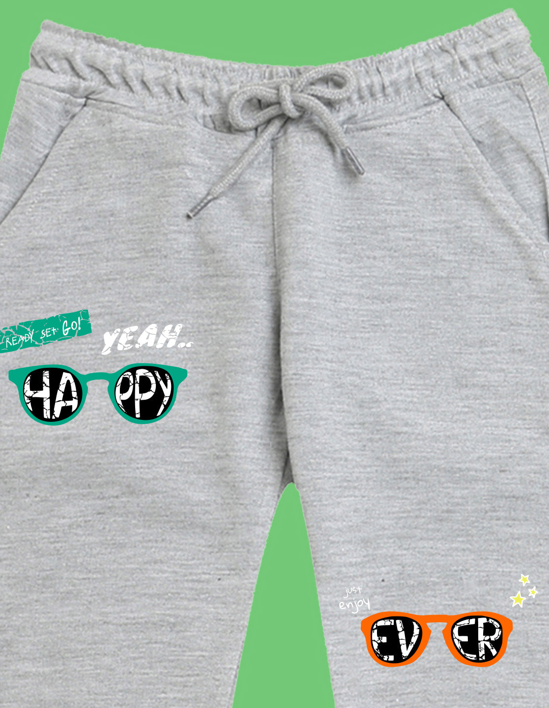 Nusyl Boys Grey Text & Goggles Printed Ankle Length Track Pant