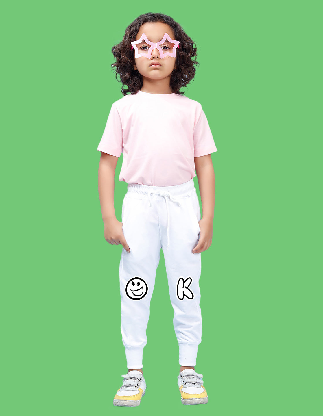 Nusyl Boys White Ok Text Printed Ankle Length Track Pant