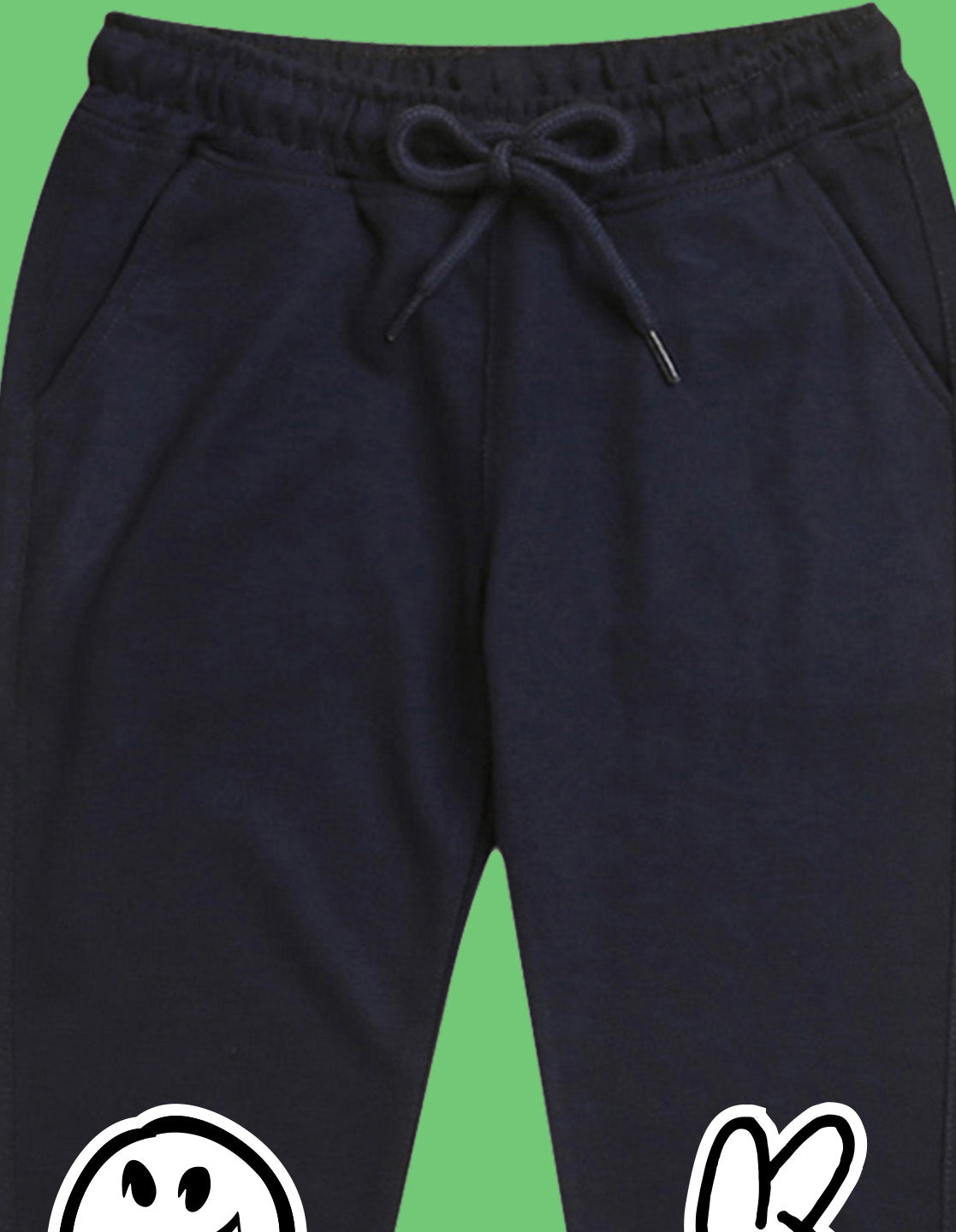 Nusyl Boys Navy Blue Ok Text Printed Ankle Length Track Pant