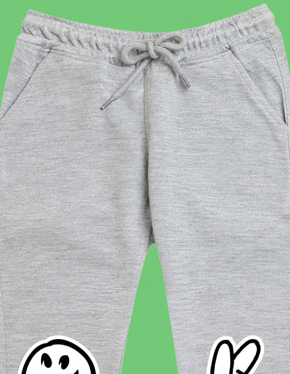 Nusyl Boys Grey Ok Text Printed Ankle Length Track Pant