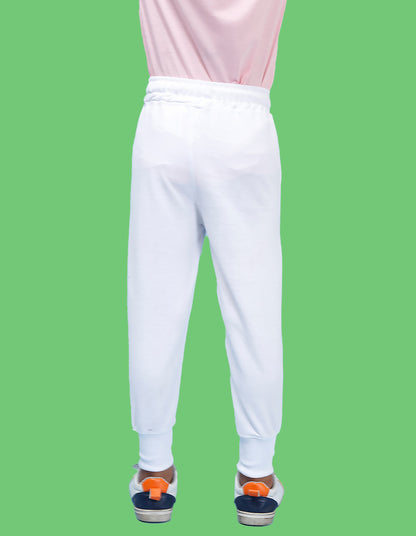 Nusyl Boys White Crocodile & Text Printed Ankle Length Track Pant